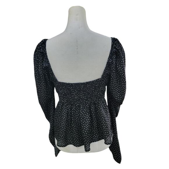 Abercrombie & Fitch Women's Polka Dot Top Cut Out Smocked Puff Sleeve Crop Small - Picture 5 of 9